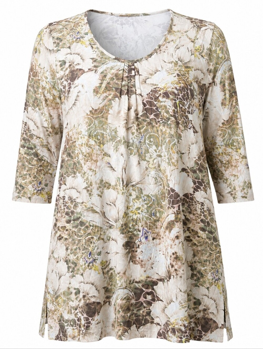 SOFT SURROUNDINGS | Earth Tone Mixed Animal Print Swing Tunic Soft Knit Top | XL